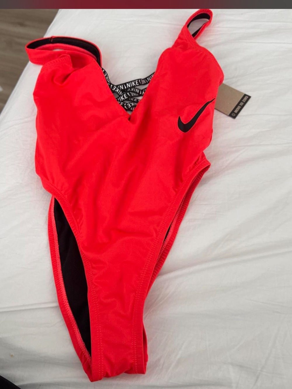 NIKE Red One-Piece Swimsuit with Black Lining